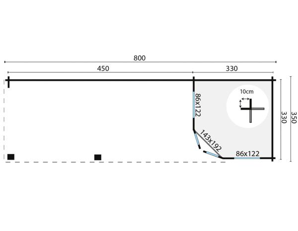 Gartenhaus Paiva 800x350 cm